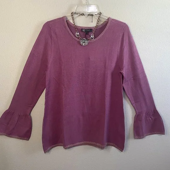 NWT Diane Gilman 2X Wine colored Long sleeve shirt. w58 - Picture 1 of 11